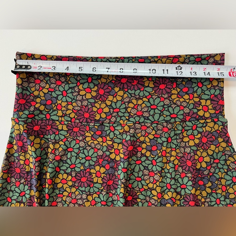 LuLaRoe Large Floral Midi Skirt Red Brown Green Women’s - Picture 6 of 8